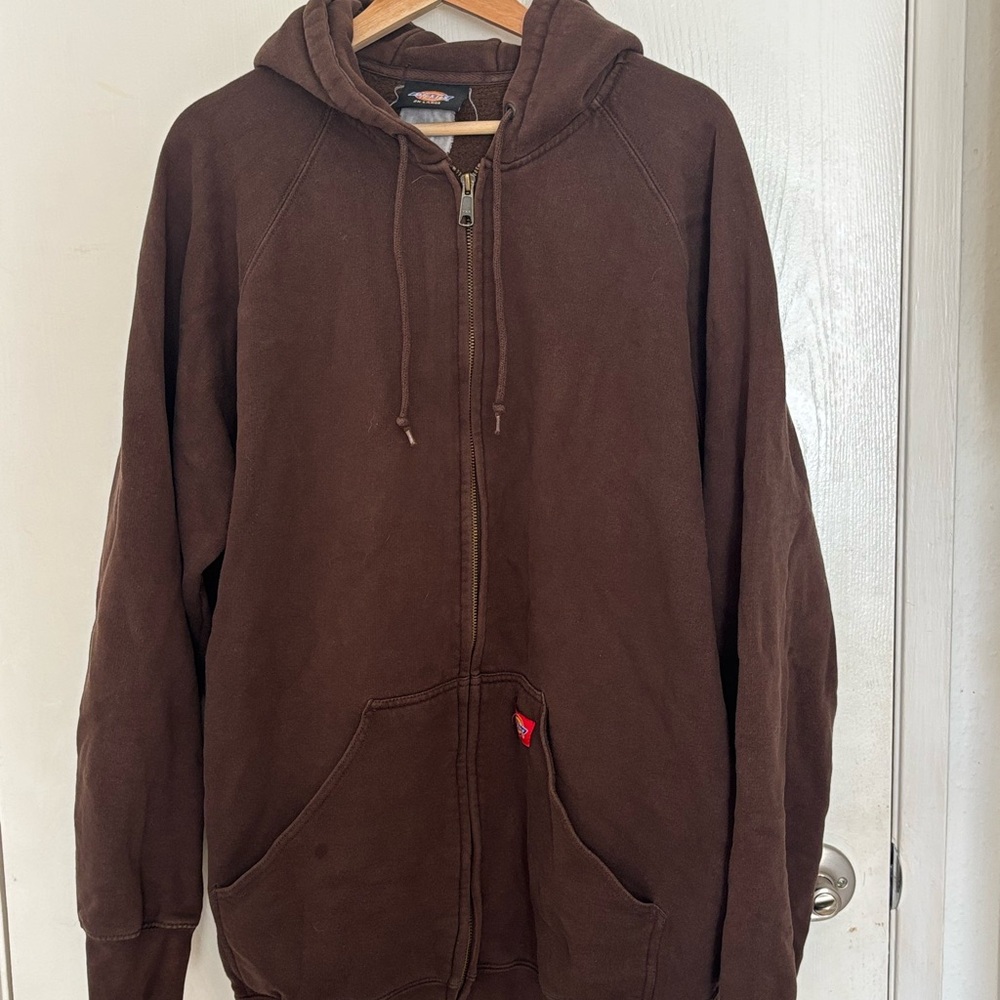 Vintage Dickies Brown Zip Up Sweater with Relaxed Fit